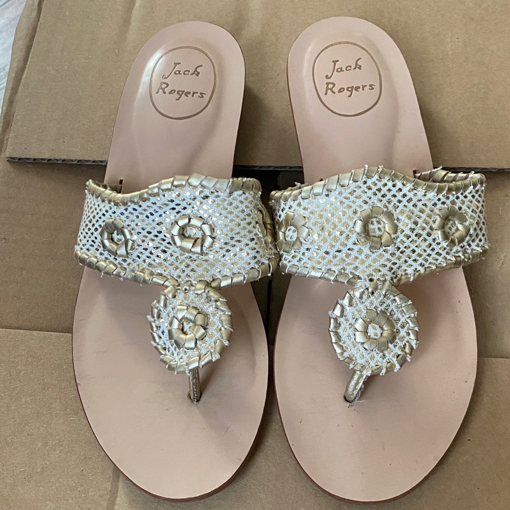 Jack Rogers Gold Braided Thong Sandals